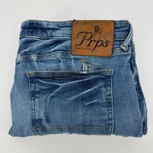PRPS Mens Cayenne Distressed Blue Denim Jeans Size 40 Stretch Skinny Destroyed